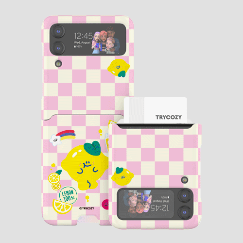 [TryCozy]트라이코지 후르츠 프렌즈 패턴 갤럭시Z플립시리즈 카드 3D곡면하드케이스